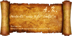 Andrássy Kálmán névjegykártya
