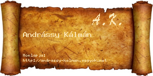 Andrássy Kálmán névjegykártya
